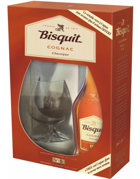 Коньяк Bisquit Classique with glass, gift box, 0.7 л
