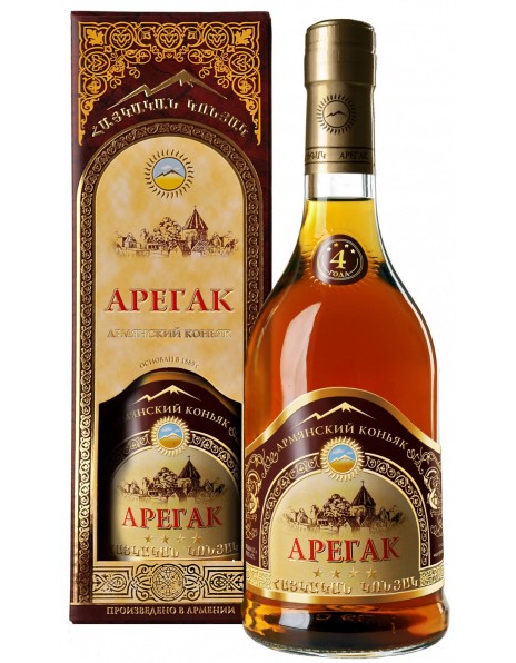 Армянский коньяк "Арегак" 4 Звезды, в подарочной коробке, 0.5 л